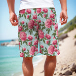 Pink Peony Pattern Print Men's Cargo Shorts