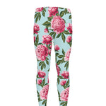 Pink Peony Pattern Print Men's leggings