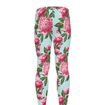 Pink Peony Pattern Print Men's leggings