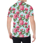 Pink Peony Pattern Print Men's Shirt