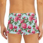 Pink Peony Pattern Print Men's Short Boxer Briefs