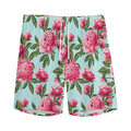 Pink Peony Pattern Print Men's Athletic Shorts