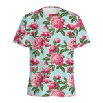 Pink Peony Pattern Print Men's Sports T-Shirt