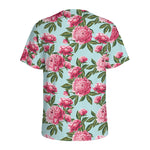 Pink Peony Pattern Print Men's Sports T-Shirt