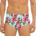 Pink Peony Pattern Print Men's Triangle Swim Briefs