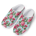 Pink Peony Pattern Print Mesh Casual Shoes