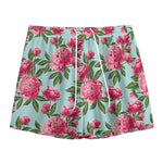Pink Peony Pattern Print Mesh Shorts