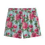Pink Peony Pattern Print Mesh Shorts