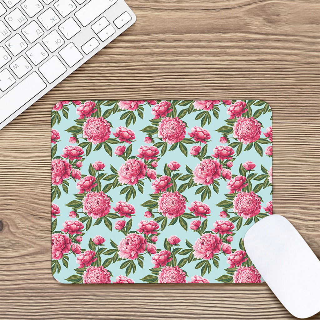 Pink Peony Pattern Print Mouse Pad