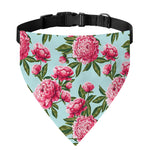 Pink Peony Pattern Print Over The Collar Dog Bandana