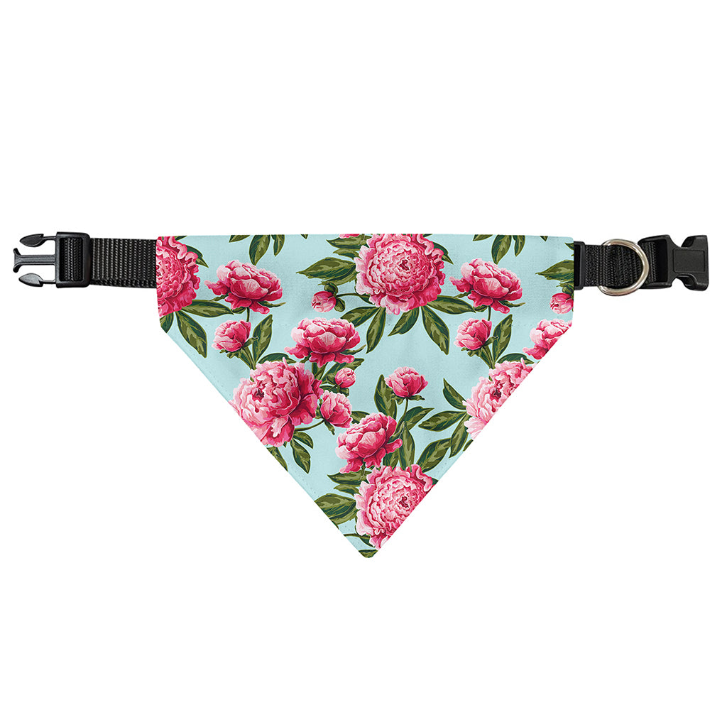 Pink Peony Pattern Print Over The Collar Dog Bandana