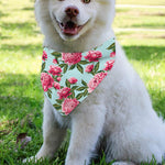 Pink Peony Pattern Print Over The Collar Dog Bandana