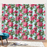 Pink Peony Pattern Print Pencil Pleat Curtains
