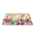 Pink Peony Pattern Print Pet Cooling Mat Cover