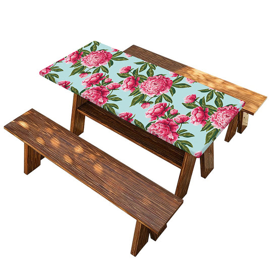 Pink Peony Pattern Print Picnic Table Cover