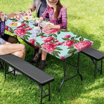 Pink Peony Pattern Print Picnic Table Cover