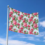 Pink Peony Pattern Print Polyester Flag