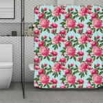 Pink Peony Pattern Print Polyester Shower Curtain
