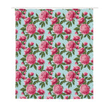 Pink Peony Pattern Print Polyester Shower Curtain