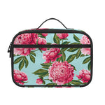 Pink Peony Pattern Print Portable Lunch Bag