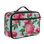 Pink Peony Pattern Print Portable Lunch Bag