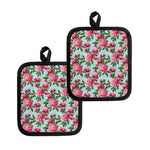Pink Peony Pattern Print Pot Holders