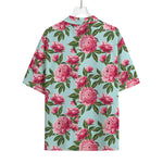 Pink Peony Pattern Print Rayon Hawaiian Shirt