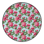 Pink Peony Pattern Print Round Floor Mat