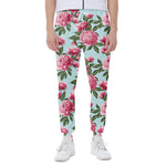 Pink Peony Pattern Print Scuba Joggers