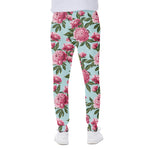 Pink Peony Pattern Print Scuba Joggers