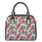 Pink Peony Pattern Print Shoulder Handbag