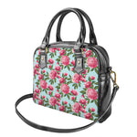 Pink Peony Pattern Print Shoulder Handbag