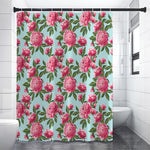 Pink Peony Pattern Print Shower Curtain