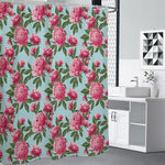 Pink Peony Pattern Print Shower Curtain