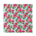 Pink Peony Pattern Print Silk Bandana