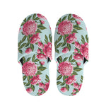 Pink Peony Pattern Print Slippers