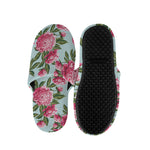 Pink Peony Pattern Print Slippers