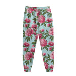 Pink Peony Pattern Print Sweatpants