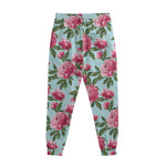 Pink Peony Pattern Print Sweatpants