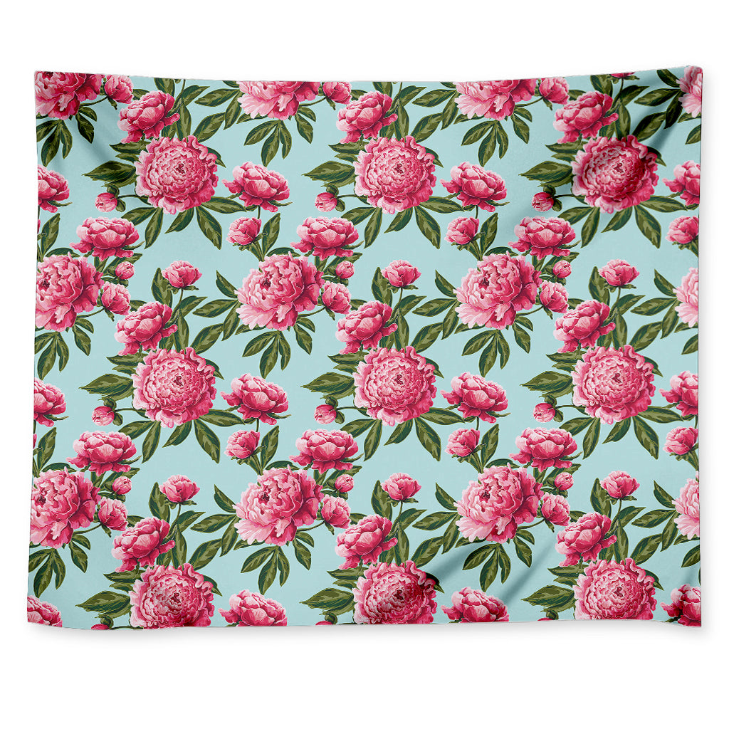 Pink Peony Pattern Print Tapestry