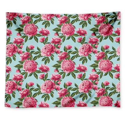 Pink Peony Pattern Print Tapestry