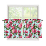 Pink Peony Pattern Print Tier Curtains