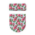 Pink Peony Pattern Print Toilet Lid And Tank Cover Set