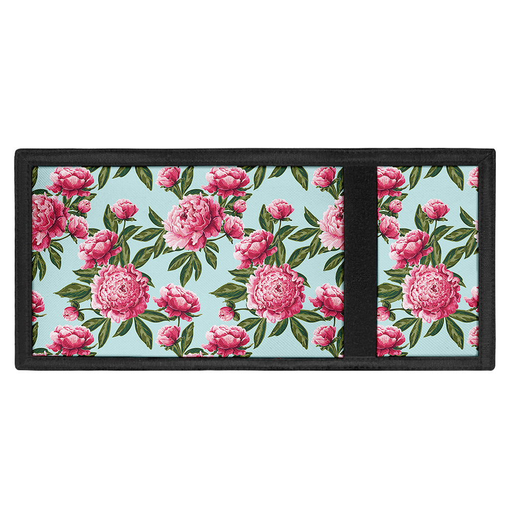 Pink Peony Pattern Print Trifold Wallet