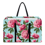 Pink Peony Pattern Print Utility Tote Bag