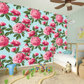 Pink Peony Pattern Print Wall Sticker