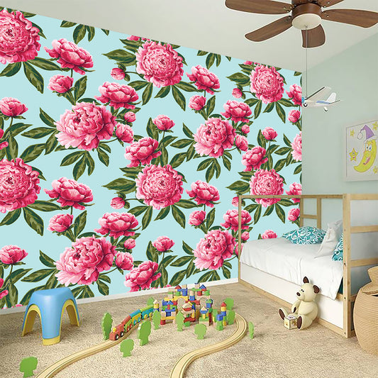 Pink Peony Pattern Print Wall Sticker