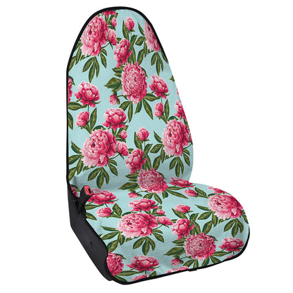 Pink Peony Pattern Print Waterproof Car Seat Cover