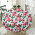 Pink Peony Pattern Print Waterproof Round Tablecloth