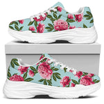 Pink Peony Pattern Print White Chunky Shoes